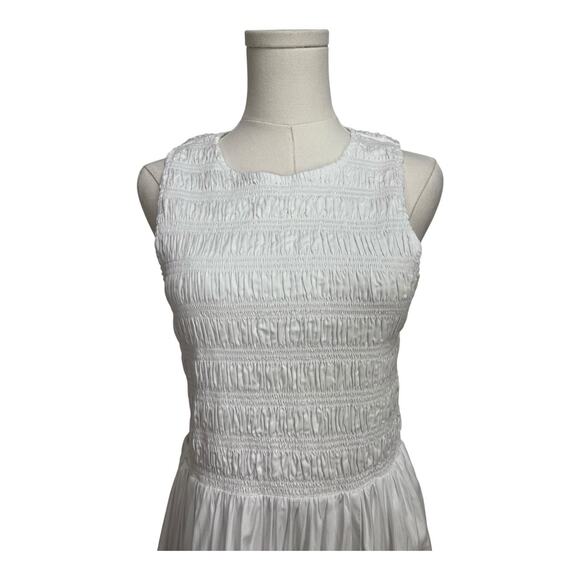 NWT Madewell The Melody Bubble Hem Smocked Midi Dress Size Medium White - Picture 3 of 8